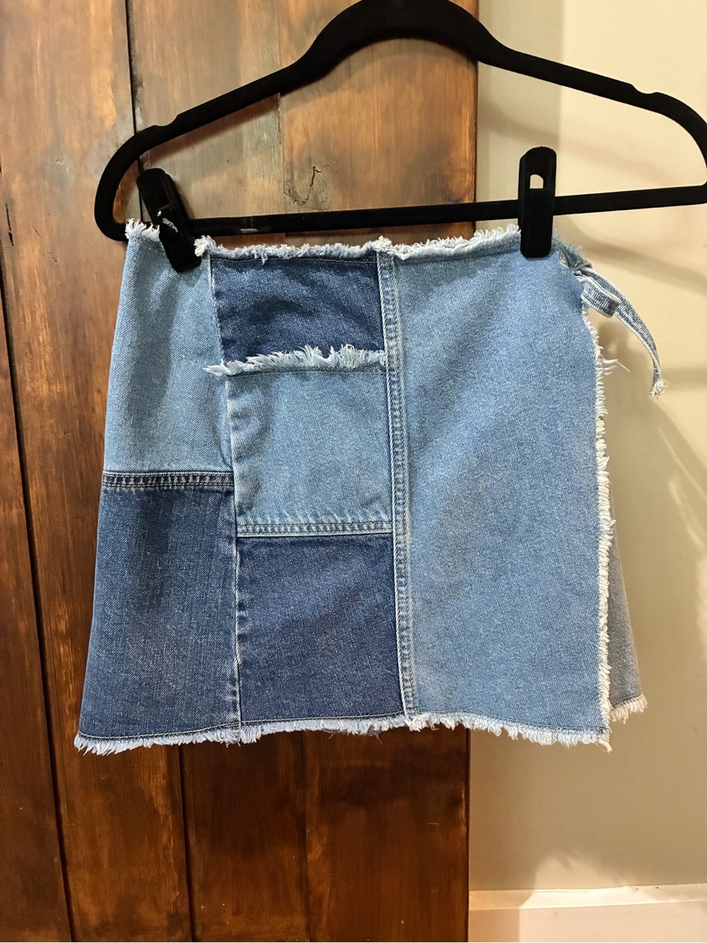 BDG Urban Outfitters Denim Patchwork Wrap Skirt Size XS Boho Festival Retro 90s